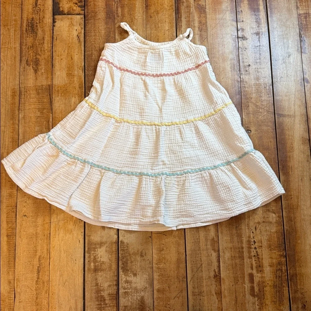 Old Navy Gauze dress 5T rainbow cream boho cotton spring summer Easter